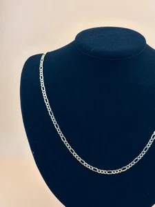 14K Gold Figaro Chain Yellow Solid Gold 3.2mm Hollow Link Necklace - Picture 1 of 6