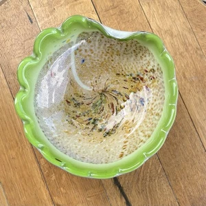 AVEM Murano Tutti Frutti Ciotola in Vetro Arte Confetti con Macchie Colore Oro/Argento - Foto 1 di 8