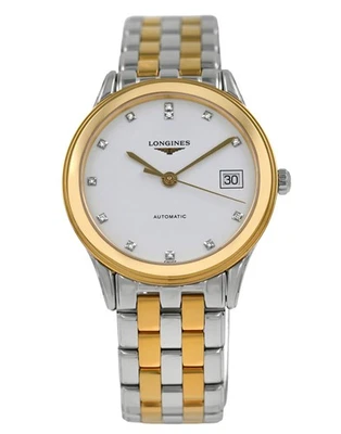 Longines Flagship L4.774.3.27.7 Diamantes Fecha Chapado en Oro Acero 36MM Automático Foto 1 de 4