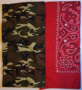 2 Bandanas / camouflage and red - Picture 1 of 5