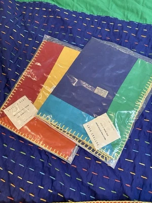 Vintage Pottery Barn Shams And Primary Colored Reversible Quilt Williams Sonoma - Image 1 of 4