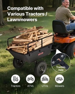 VEVOR Dump Trailer 500 lbs 10 Cu. Ft Tow Behind Plastic Garden ATV Trailer Cart - Picture 1 of 10