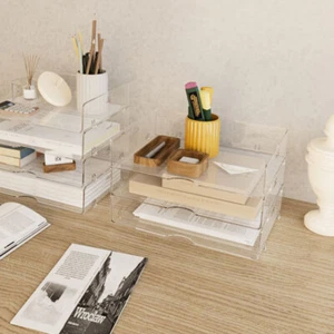 2Pcs Desktop Storage Box Stackable Transparent Desktop Storage Organizer KouFq - Picture 1 of 11