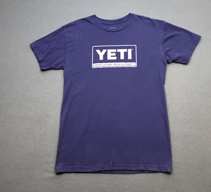 Yeti Graphic T Shirt Men's Blue Box Logo Short Sleeve Size L Camping Outdoors - Picture 1 of 12