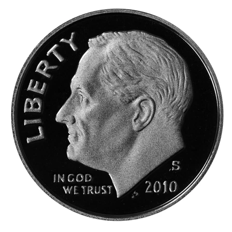 2010 S Roosevelt Dime 10c Gem Deep Cameo Proof CN-Clad US Coin Cover
