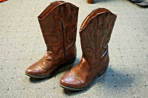 Cherokee Girls Western Boots Cowboy Boots Brown Unisex - Size 4 #17730 - Picture 1 of 10