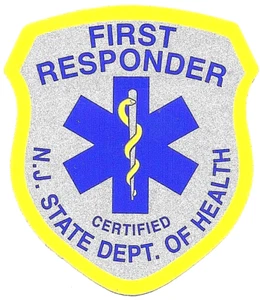 New Jersey State Certified First Responder reflektierend 3" x 3 1/4" AUFKLEBER - Bild 1 von 1