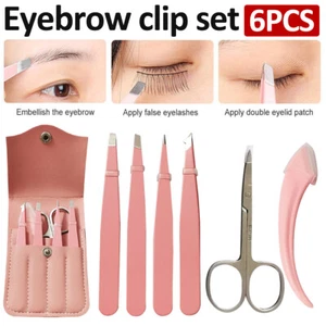 6PCS Tweezers Set Professional Eyebrow Hair Beauty Pluckers Stainless Steel UK - Picture 1 of 10