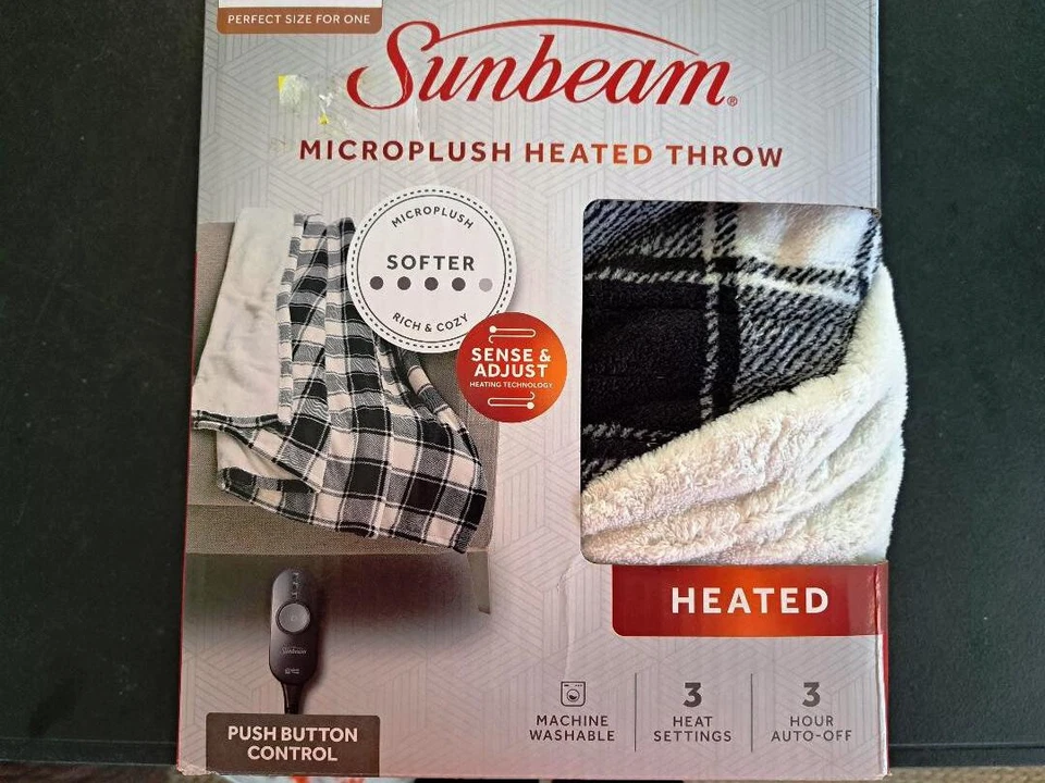 Micropeluche Sunbeam tiro térmico/blanco y negro 50"x 60" - nuevo/sellado Foto 1 de 1