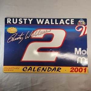 Calendario de pared Rusty Wallace 2001 13 meses #2 NASCAR 11" x 16" foto a color sin usar - Imagen 1 de 5