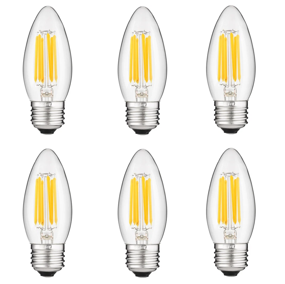 LED Filament B11 Torpedo Chandelier Light 5W, 60W, 600LM, E26, Clear Finish, 6PK - Image 1 of 1