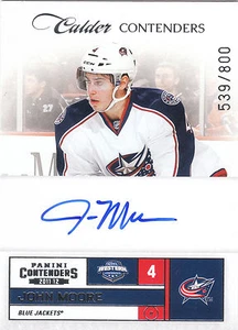 2011/12 Panini Contenders John Moore Calder autograph 539/800 Blue Jackets - Picture 1 of 2