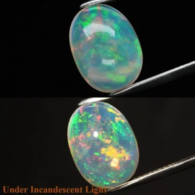 💎 Cabujón Ovalado 4.44ct Ópalo Blanco Natural - Juego Espectral, Elegante Gema Etiopía Foto 1 de 4