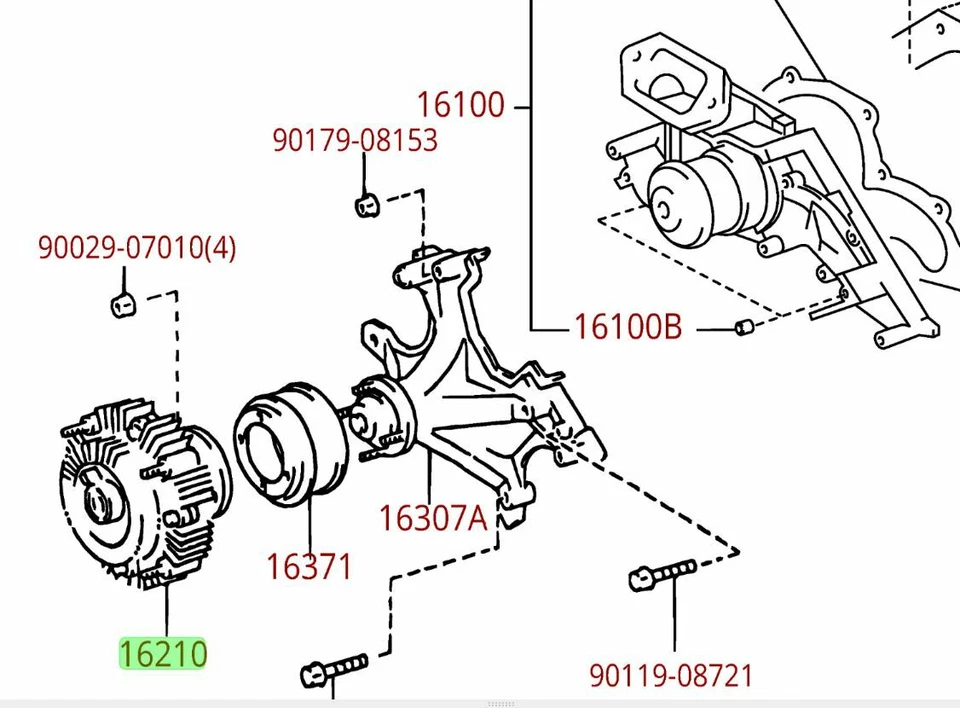 Acoplamiento embrague ventilador Toyota Tundra 4Runner 03-04 4,7 L genuino OEM OE Foto 1 de 1