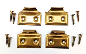 NOS! Set of 4 Vintage Brass Plated Steel Window Lifts w/Screws, Matching, Unused - Picture 1 of 13