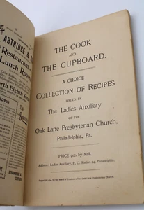 The Cook and the Cupboard 1896 1st Ed Ladies Aux Phila SCARCE ANTIQUE COOKBOOK - Picture 1 of 24