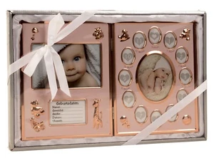 Babyset Bilderrahmen Geschenkset Fotorahmen rosa / bronze - Bild 1 von 1