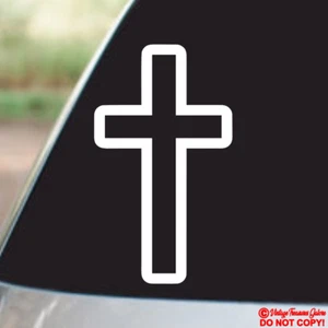 CROSS VINYL DECAL STICKER CAR REAR WINDOW BUMPER GOD CHURCH RELIGIOUS JESUS JDM - Picture 1 of 2
