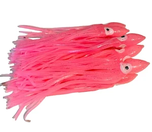 10 x Pink Squid Octopus Lure Skirts 14cm Game Fishing Lures Trolling Skirts New! - Picture 1 of 4