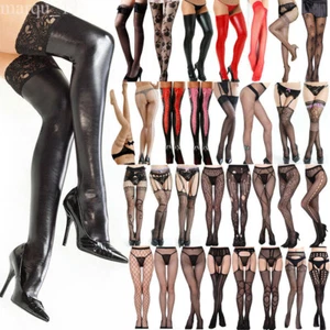 Set 15 Sexy Fischnetz Body Stocking Strumpfhosen Spitze Overknee Strümpfe OS S M L - Bild 1 von 16