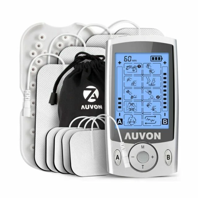 Auvon Dual Channel Tens Unit Muscle Stimulator Machine with 20 Modes, 2 inch and 2x4 inch TENS Unit Electrode Pads