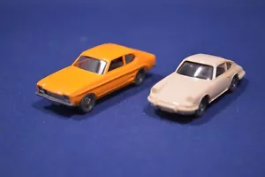 2 Vintage Wiking Germany Toy Cars,Railroad Train Layout,Ford Capri,Porsche 911 - Picture 1 of 3