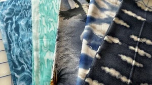 Mixed Blue CLOUDS Waves Bubbles birds Fabrics quilt quilting craft fabric BLUES - Picture 1 of 4