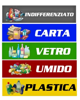 5 ADESIVI PVC DIFFERENZIATA BIDONI ESTERNO RACCOLTA SPAZZATURA NOVITA' ADESIVO - Image 1 of 4