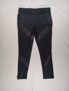 Lane Bryant Leggings Womens 14 Black Satin Leg Accent Pull On Stretch Dress Pant - Picture 1 of 13