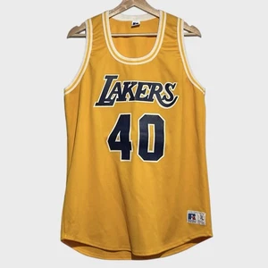 Vtg 1980s Russell Athletic Los Angeles LA Lakers Yellow NBA Basketball Jersey XL - Picture 1 of 5