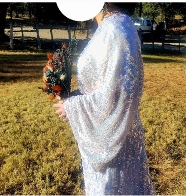 ASOS Brand Harriet Wedding Dress Women's Size 12 Sequin Plunge - Image 1 of 4