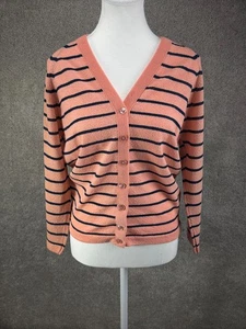 Vintage Sears Perma-Prest Damen gestreifte strukturierte Strickjacke M Oma Pariser Preppy - Bild 1 von 13