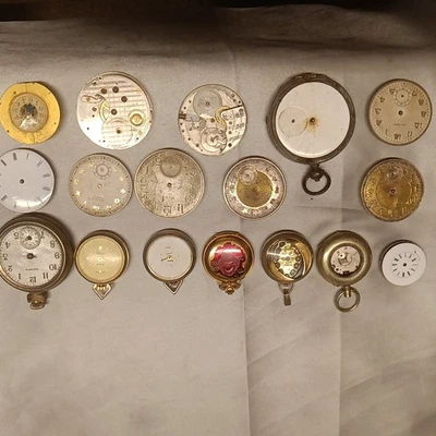 Vtg. Pocket/ Pendant Watch lot 17 Pcs As Is For Parts Or Repair.  - Image 1 of 4
