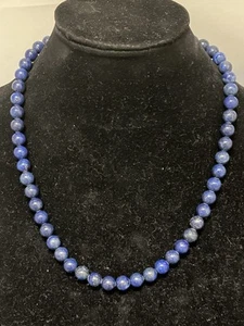 BBJ Sterling Silver 19"-22" Dark Blue Natural Stone Beaded Necklace WOW!!! - Bild 1 von 6