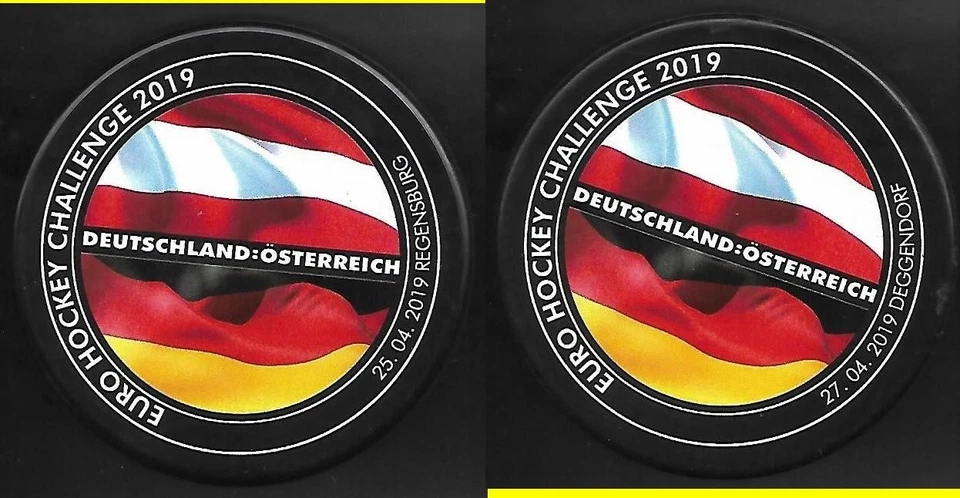 Eishockey Puck  DEUTSCHLAND ÖSTERREICG  DEGGENDORF+REGENSBURG       DEL NHL - Bild 1 von 1