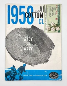 1958 COTTON BOWL PROGRAM / TICKET RICE VS NAVY EX - Picture 1 of 11