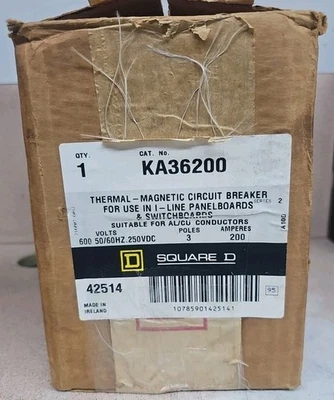 NOS Square D KA36200 Thermal-Magnetic Circuit Breaker - Image 1 of 2