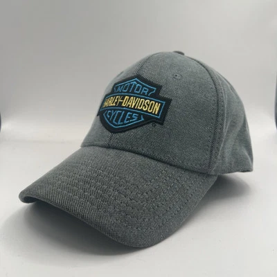Harley-Davidson Hat Blue Gray Denim Fitted Ball Cap A Flex Motorcycles One Size - Image 1 of 4