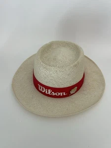 Vintage Wilson Straw Hat Cap One Size Fitted Red Band Made In USA - Picture 1 of 7