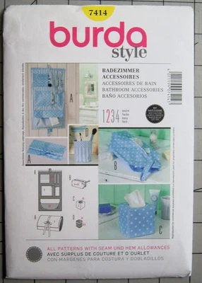 BURDA Sewing Pattern #7414 Bathroom Accessories Organizer Uncut - Image 1 of 3