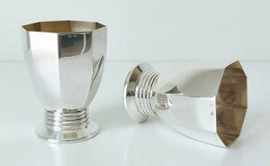 Antique Art Deco 800 Solid Silver Pair of Goblets Cups Brussels Delheid c1945 - Picture 1 of 7