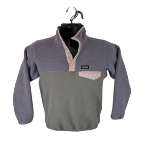 Patagonia Youth Synchilla Snap Fleece Sweater Purple Grey Size Medium / 10 - Picture 1 of 11