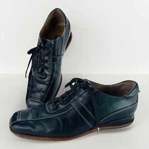 Paul Green Munchen VTG Womens Black Leather Lace Up Loafers US 7 Square Toe 4.5 - Picture 1 of 20