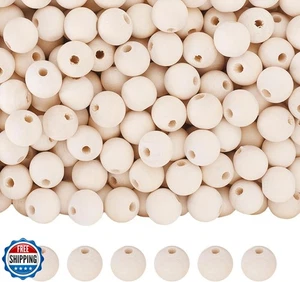 Mandala Crafts 500 14mm Round Large Wooden Beads for Crafts Macrame Supplies  - Picture 1 of 5