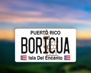 New Tough vinyl DECAL BORICUA Puerto Rico ISLA DEL ENCANTO 7x4 License plate - Picture 1 of 3
