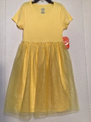 Vestido Tutu Brilhante Manga Curta Feminino Wonder Nation Tamanho M (7-8) Amarelo Novo com etiquetas - Imagem 1 de 4