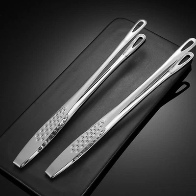 1 set 2 pinze da cucina in acciaio inossidabile per barbecue (argento) - Immagine 1 di 4