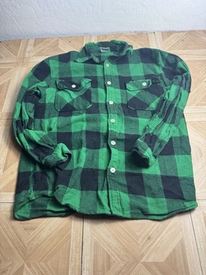 Vintage Rothco Flannel Heavyweight Long Sleeve plaid Lumberjack green Mens L  - Image 1 of 4