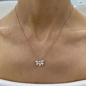 1.6 Ct Mix Shape Lab Created Diamond Pendant Necklace 14k Rose Gold F/VS - Picture 1 of 8