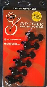 Grover 505BCL6 Mini Roto-Grip Locking Rotomatic Tuners 6 In-Line, Left-Hand, Bla